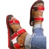 sandalias de punta redonda con cinturón de una palabra y punta abierta con velcro de color NSJJX132279