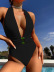 deep v hanging neck backless solid color one-piece swimsuit NSCSM132320