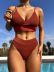 stitching sling backless high waist solid color bikini two-piece set NSCSM132321