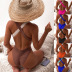 cross sling v neck backless color matching one-piece swimsuit NSCSM132326