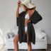 loose mid-sleeve lapel solid color beach outdoor cover-up NSCYG132330