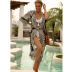 short sleeve loose lace-up see-through beach outdoor cover-up NSCYG132331