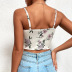 sling backless low-cut slim floral vest NSLIH132340