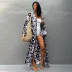 print long sleeve loose lace-up long beach outdoor cover-up NSMUX132343