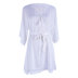 short sleeve lace-up loose solid color beach outdoor cover-up NSMUX132349