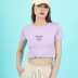 embroidery butterfly fungus edge short-sleeved round neck solid color t-shirt NSSFN132361