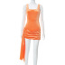 Slim low-cut sling streamers solid color Dress NSHLJ132364