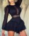 long sleeve round neck waist solid color Lace Dress NSFH132395