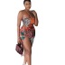 print slit sling backless low-cut slim dress NSBDX132401