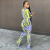print long sleeve hollow lace-up tight jumpsuit NSBDX132419