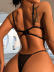 hollow sling high waist solid color lace perspective underwear suit NSRBL132434