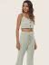 button solid color sling high waist wide-leg vest and trousers set NSOY132440