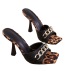 slippers de punta cuadrada con tacón alto y cadena con estampado de leopardo/serpiente NSGXL132445