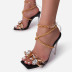 sandalias de tacón alto con cadena cruzada y puntera cuadrada de una palabra con diamantes de imitación NSGXL132446