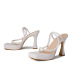 waterproof platform square toe Clipped toe high-heeled slippers NSGXL132447