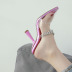 zapatillas de tacón alto transparentes de una palabra con punta en punta de diamantes de imitación NSGXL132450