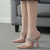 zapatillas de tacón alto transparentes de una palabra con punta en punta de diamantes de imitación NSGXL132450