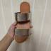 flat metal round toe one-word belt slippers NSCRX132455