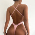 cross sling backless low-cut hollow solid color one-piece swimsuit NSCSM132461
