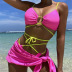 sling backless wrap chest lace-up color matching bikini three-piece set NSCSM132462