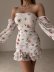 one-word shoulder long sleeve slim backless floral dress NSYXB132478