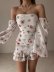 one-word shoulder long sleeve slim backless floral dress NSYXB132478