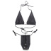hanging neck flash drill wrap chest backless bikini two-piece set NSYML132486