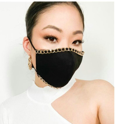 Chain/Pearl Decoration Breathable Earhook Solid Color Mouth Mask NSYML132489