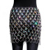Hollow Shiny Crystal Pendant high waist chain Skirt NSYML132492