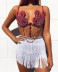 Falda ajustada de color liso con cintura alta y flecos de pedrería-Multicolor NSYML132494