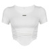 irregular hem round neck short-sleeved solid color T-shirt NSSSN132510