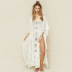embroidered loose mid-sleeve hollow solid color beach outdoor cover-up NSMUX132512