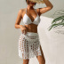 falda de playa de color sólido con cordones y flecos con abertura hueca NSCYG132513