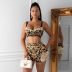 lace printed stitching sling backless high waist slim vest and shorts suit NSFH132517
