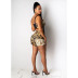 lace printed stitching sling backless high waist slim vest and shorts suit NSFH132517