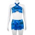 print hanging neck backless wrap chest slim vest and skirt set NSKKB129569