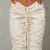 high waist slim drawstrings solid color trousers NSKKB129577