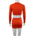 conjunto de falda y top delgado de corte bajo con solapa de manga larga de color sólido con cremallera NSKKB129594
