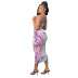 print tube top backless high waist tight vest and skirt set NSHOM129607