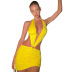 halter neck sleeveless lace-up backless deep v solid color dress NSMG129624