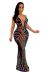 sequin V-neck cross sling backless tight see-through prom dress NSYMS129649