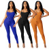 suspender backless tight lace-up solid color pit strip jumpsuit NSYMS129663