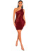 solid color mesh stitching slanted shoulder sequins sheath dress NSYMS129679