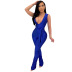 sleeveless low-cut lace-up tight solid color jumpsuit NSYMS129680