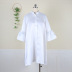 Button solid color Stand Collar Flare Sleeves Loose dresses NSKNE129684