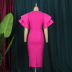V-neck lotus leaf sleeves high waist fringed solid color prom dress NSKNE129688