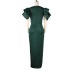 Ruffle sleeve High Waist Slim Slit solid color prom Dress NSKNE129689