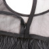 stitching tassel high waist slim slit solid color perspective dress NSKNE129691