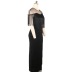stitching tassel high waist slim slit solid color perspective dress NSKNE129691