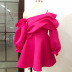 single-sling high waist slim lantern sleeves solid color prom dress NSKNE129693